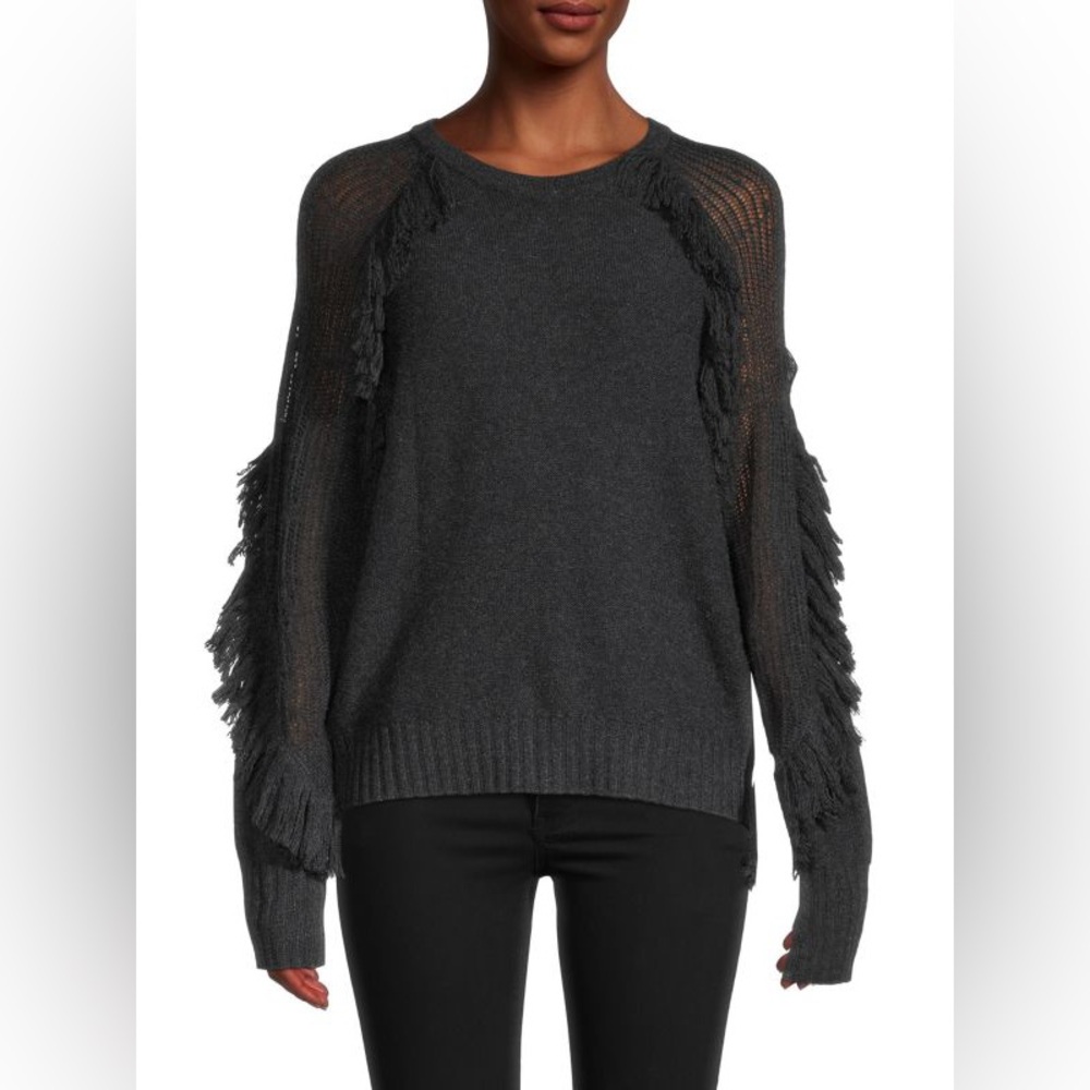 Naadam Fringe Trim Wool & Cashmere Sweater size medium